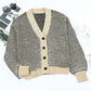 Waffle-Knit Drop Shoulder Button-Down Cardigan