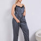 Plus Size Vertical Stripe Lace Trim Cami and Pants Pajama Set
