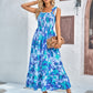 Floral Tie-Shoulder Frill Trim Smocked Dress