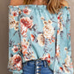 Floral Frill Trim Off-Shoulder Lantern Sleeve Blouse