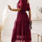 Swiss Dot Buttoned Smocked Waist Dress