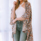 Printed Open Front Three-Quarter Sleeve Cover Up