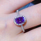 925 Sterling Silver 1 Carat Purple Moissanite Ring