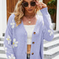 Floral Ribbed Trim Drop Shoulder Cardigan