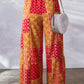 Bohemian Patchwork Drawstring Wide Leg Pants