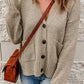 Ribbed Trim Button Down Cardigan with Pockets