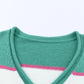 Color Block Buttoned V-Neck Sweater