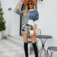 Color Block Dropped Shoulder Ribbed Trim Sweater
