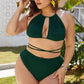 Plus Size Cutout Tied Backless Bikini Set