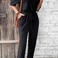 Off-Shoulder Jumpsuit with Pockets