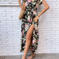 Floral Flutter Sleeve Tie-Waist Split Dress