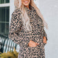 Leopard Drawstring Waist Jacket with Pockets