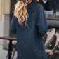 Button Front Curved Hem Raglan Sleeve Shirt Dress