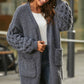 Open Front Ribbed Trim Duster Cardigan