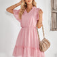 Frill Trim Tie Neck Flutter Sleeve Dress