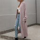 Waffle Knit Open Front Duster Cardigan With Pockets