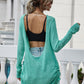 Drawstring Detail Open Back Scoop Neck Knit Top