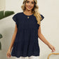 Swiss Dot Round Neck Tiered Blouse