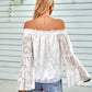 Applique Flounce Sleeve Off-Shoulder Blouse