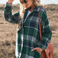 Plaid Dropped Shoulder Pocketed Shirt Jacket