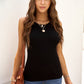 Scalloped Trim Ribbed Sleeveless Top
