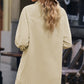 Button Front Curved Hem Raglan Sleeve Shirt Dress