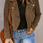 Belted Zip-Up Corduroy Jacket