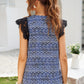 Printed Spliced Lace Plunge Blouse