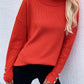 Button Detail Rib-Knit Turtleneck Sweater