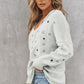 Star V-Neck Roll Hem Drop Shoulder Sweater