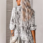 Animal Print Pocketed Button Down Top