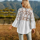 Spliced Lace Buttoned Blouse