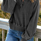 Quarter-Snap Collared Lantern Sleeve Sweatshirt