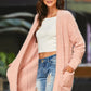 Mixed Knit Open Front Longline Cardigan