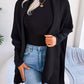 Horizontal Ribbing Open Front Slit Cardigan
