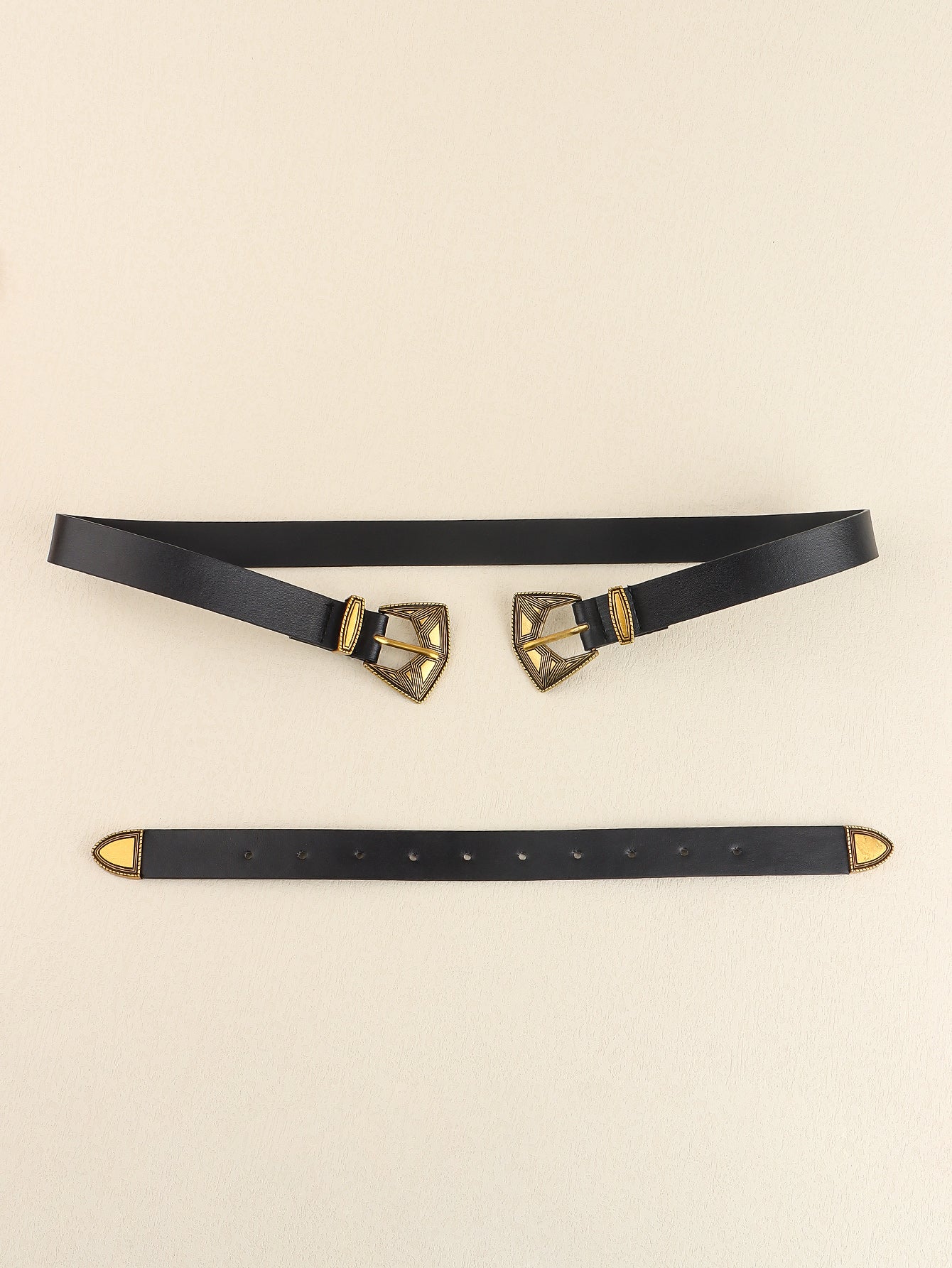 Double Buckle PU Leather Belt