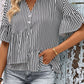 Striped Asymmetrical Flounce Sleeve Blouse