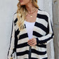 Striped Dolman Sleeve Open Front Cardigan