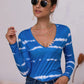 Tie-Dye Plunge Long Sleeve Top