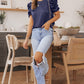 Puff Sleeve Round Neck Blouse