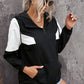 Color Block Quarter-Zip Drawstring Hoodie