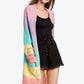 Color Block Open Front Drop Shoulder Cardigan with Pockets