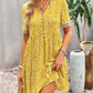 Floral Buttoned Puff Sleeve Dress