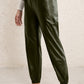 Elastic Waist PU Leather Joggers