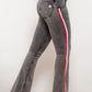 Side Stripe High Waist Zip Closure Jeans
