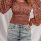 Floral Smocked Lantern Sleeve Blouse