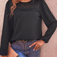 Swiss Dot Lace Trim Long Sleeve Blouse