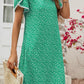 Floral Pom Pom Detail Petal Sleeve Dress