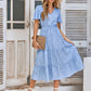 Printed Flutter Sleeve Tiered Dress