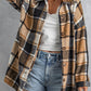 Plaid Dropped Shoulder Pocketed Shirt Jacket